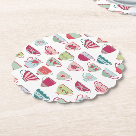 Tea Cups Modern  Kartonnen Onderzetters (Gekanteld)