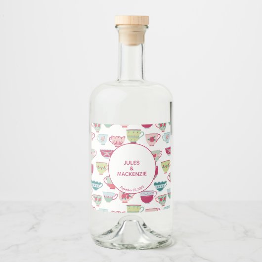 Tea Cups Modern  Likeurfles Etiket (Voorkant)