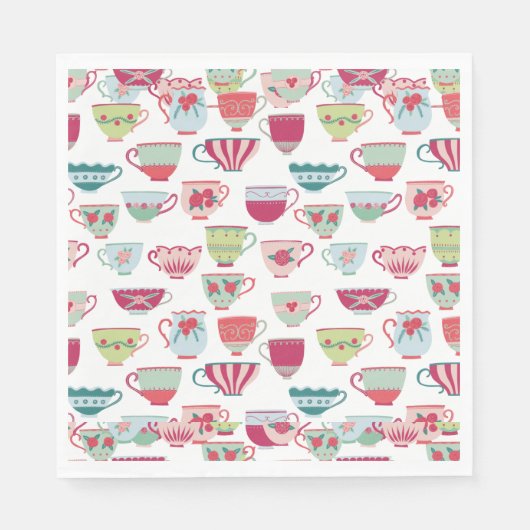 Tea Cups Modern  Napkin Servet (Voorkant)