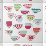 Tea Cups Modern Retro Tegeltje<br><div class="desc">Een moderne kijk op   retro bone china of porseleinen theekopjes. Originele versie door Nic Squirrell.</div>