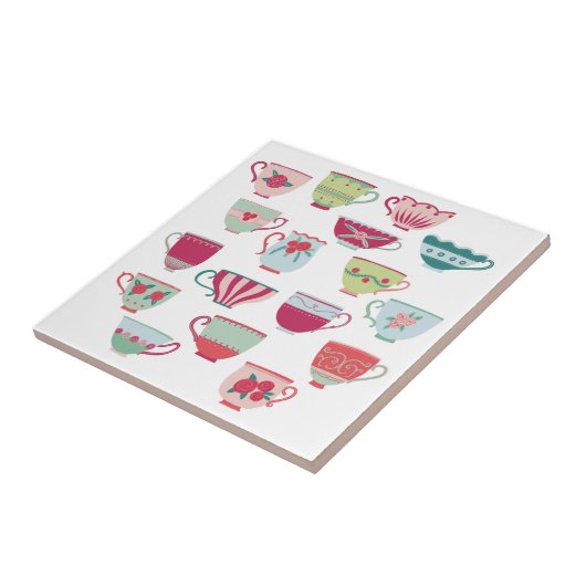 Tea Cups Modern Retro Tegeltje (Zijkant)