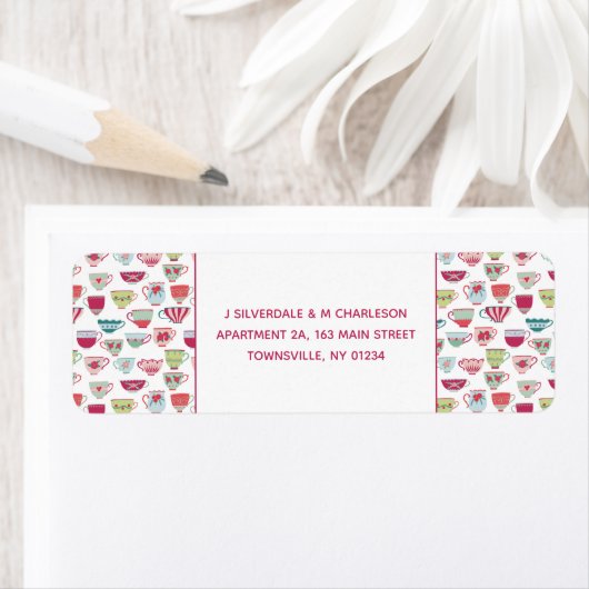 Tea Cups Modern  Return Address Etiket (Insitu)