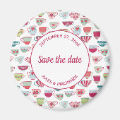 Tea Cups Modern  sparen de Datum Magneet (Voorkant)