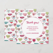 Tea Cups Modern Vintage Weddenschap Bedankt (Voorkant / Achterkant)