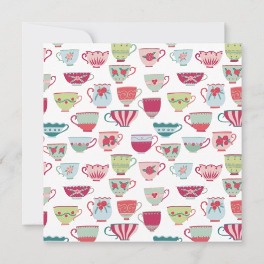 Tea Cups Modern Vintage Weddenschap Bedankt (Achterkant)