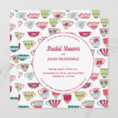 Tea Cups Modern  Vrijgezellenfeest Kaart (Voorkant / Achterkant)