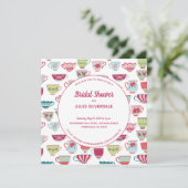 Tea Cups Modern  Vrijgezellenfeest Kaart (Staand voorkant)