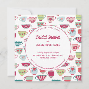 Tea Cups Modern  Vrijgezellenfeest Kaart