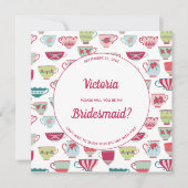 Tea Cups Modern  zijn mijn Bridesmaid Kaart (Voorkant)