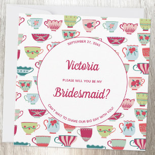 Tea Cups Modern  zijn mijn Bridesmaid Kaart