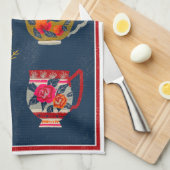 Tea Cups Navy Tea Towel Theedoek (Quarter Fold)