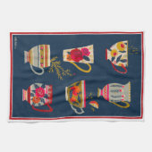 Tea Cups Navy Tea Towel Theedoek (Horizontaal)