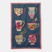 Tea Cups Navy Tea Towel Theedoek (Verticaal)