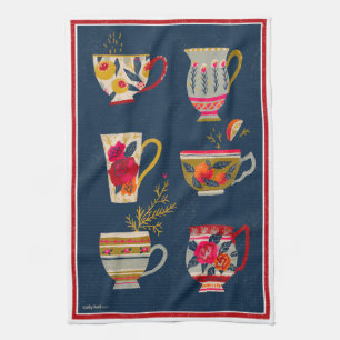 Tea Cups Navy Tea Towel Theedoek