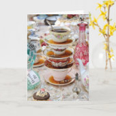 Tea Cups op een feestje Kaart (Gele Bloem)