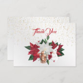 Tea Cups Poinsettia Rabbit Kerstmis Bedankkaart (Voorkant / Achterkant)