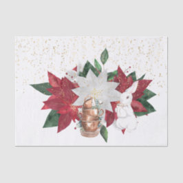 Tea Cups Poinsettia Rabbit Kerstmis Tissuepapier