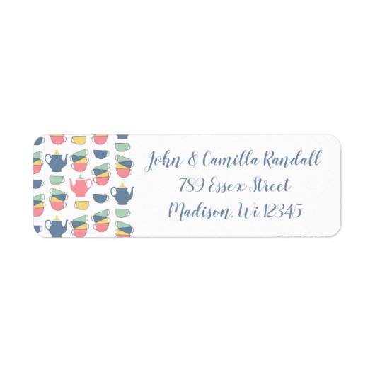 Tea Cups Return Address Label (Voorkant)