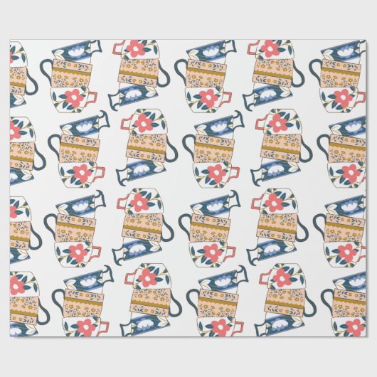 Tea Cups Wrapping Paper Cadeaupapier (Vlak)