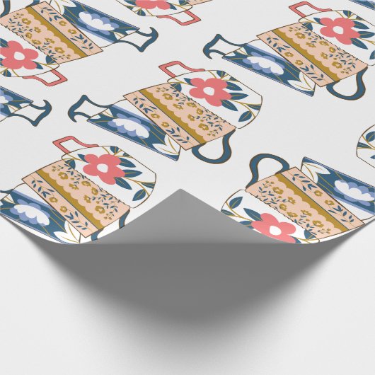 Tea Cups Wrapping Paper Cadeaupapier (Hoek)