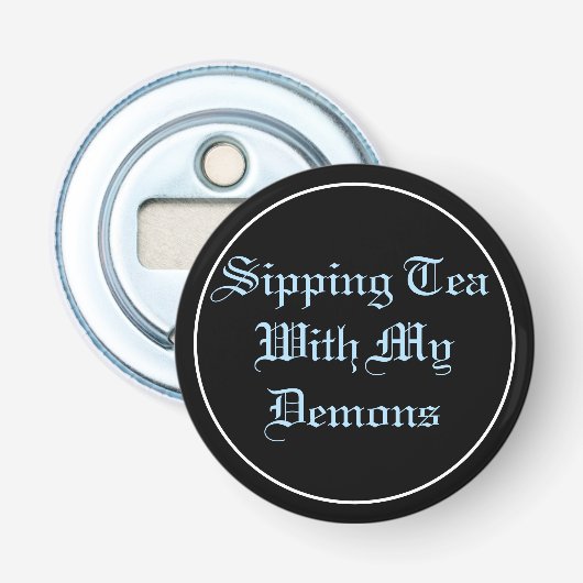 Tea & Demons Pastel Gothic Button Flesopener (Voorkant)
