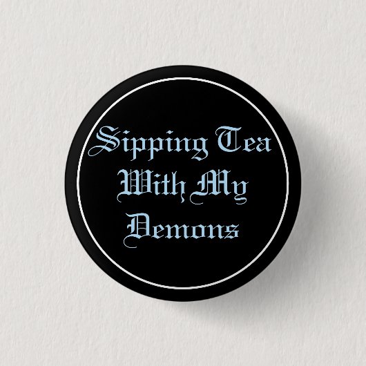Tea & Demons Pastel Gothic Ronde Button 3,2 Cm (Voorkant)