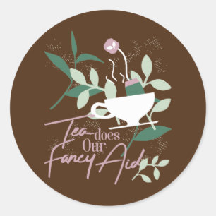 Tea doet onze fancy hulp ronde sticker