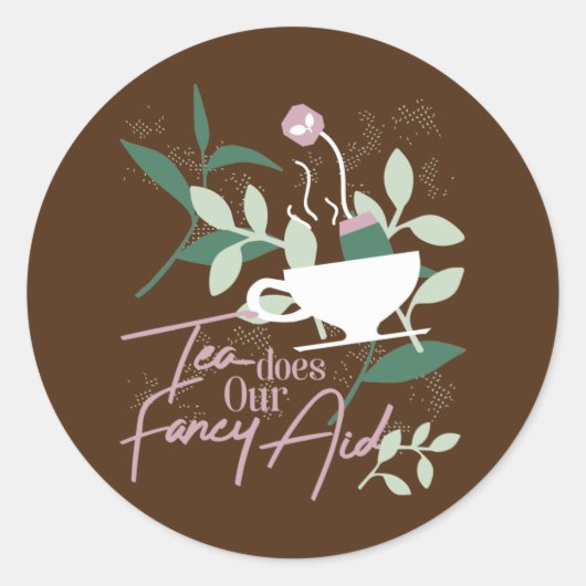 Tea doet onze fancy hulp ronde sticker (Voorkant)