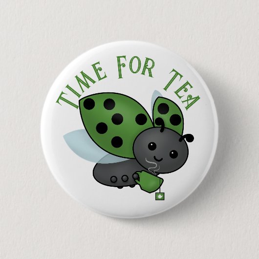 Tea Drink Ladybug Button (Voorkant)