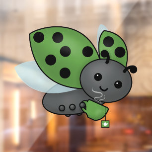 Tea Drink Ladybug Window Cling Raamsticker