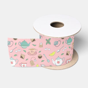 Tea Drinker Tea Cups en theepotten Roze Satijnen Lint