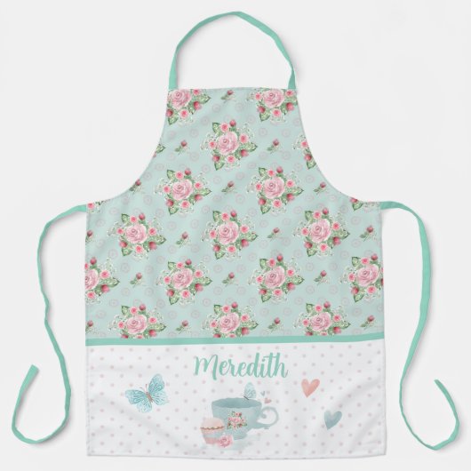 Tea en Cupcake Time Gepersonaliseerd Schort (Voorkant)