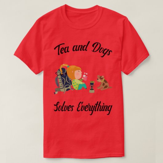Tea en Dogs lossen alles Camping Hiking 1 op T-shirt (Design voorkant)