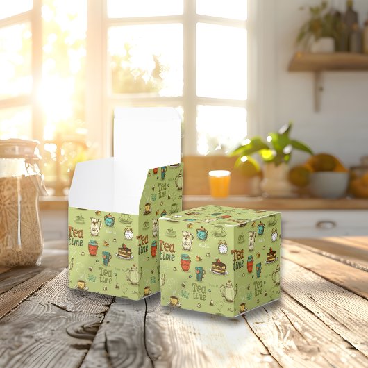 Tea en Honey Tea Time in Green Bedankdoosjes