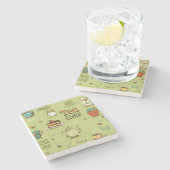 Tea en Honey Tea Time in Green Stenen Onderzetter (Zijkant)