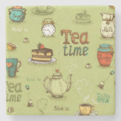 Tea en Honey Tea Time in Green Stenen Onderzetter (Voorkant)
