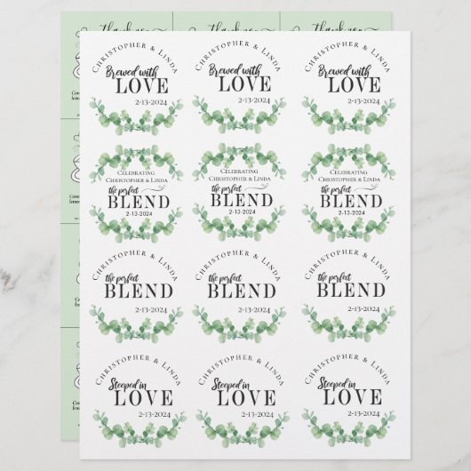 Tea Favors Sage Green Wedding Reception (Voorkant / Achterkant)