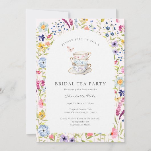 Tea Floral Waterverf Vrijgezellenfeest Kaart (Voorkant)