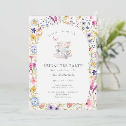 Tea Floral Waterverf Vrijgezellenfeest Kaart (Staand voorkant)