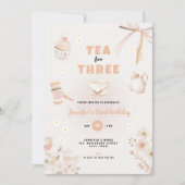 Tea for Three Birthday Invitation for Girls Kaart (Voorkant)