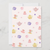 Tea For Three Birthday Pink Pastel Tea Party Kaart (Achterkant)