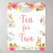 Tea for Two 2nd Birthday Tea Party Sign Poster (Voorkant)