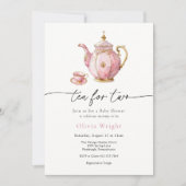 Tea for Two Baby shower Tea Party Kaart (Voorkant)