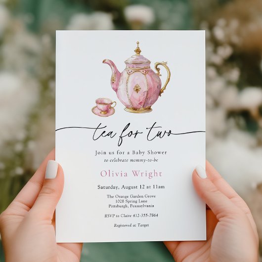 Tea for Two Baby shower Tea Party Kaart