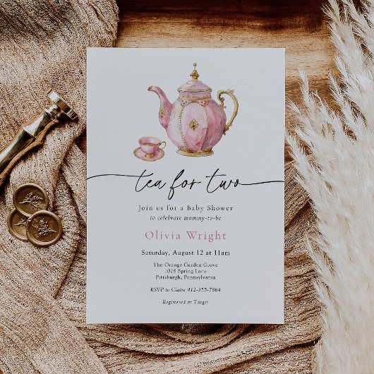 Tea for Two Baby shower Tea Party Kaart
