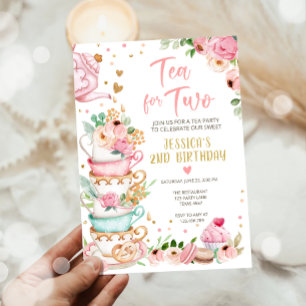 Tea for Two Birthday Invitation Floral Tea Party Kaart
