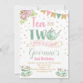 Tea for Two Birthday Party Invitation Kaart (Voorkant)