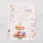 Tea for Two Birthday Party Invitation Kaart (Voorkant / Achterkant)