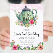 Tea for Two Birthday Party Invitation Kaart