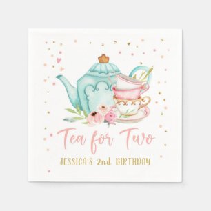 Tea for Two Birthday Party Tea Floral Girl Pink Servet